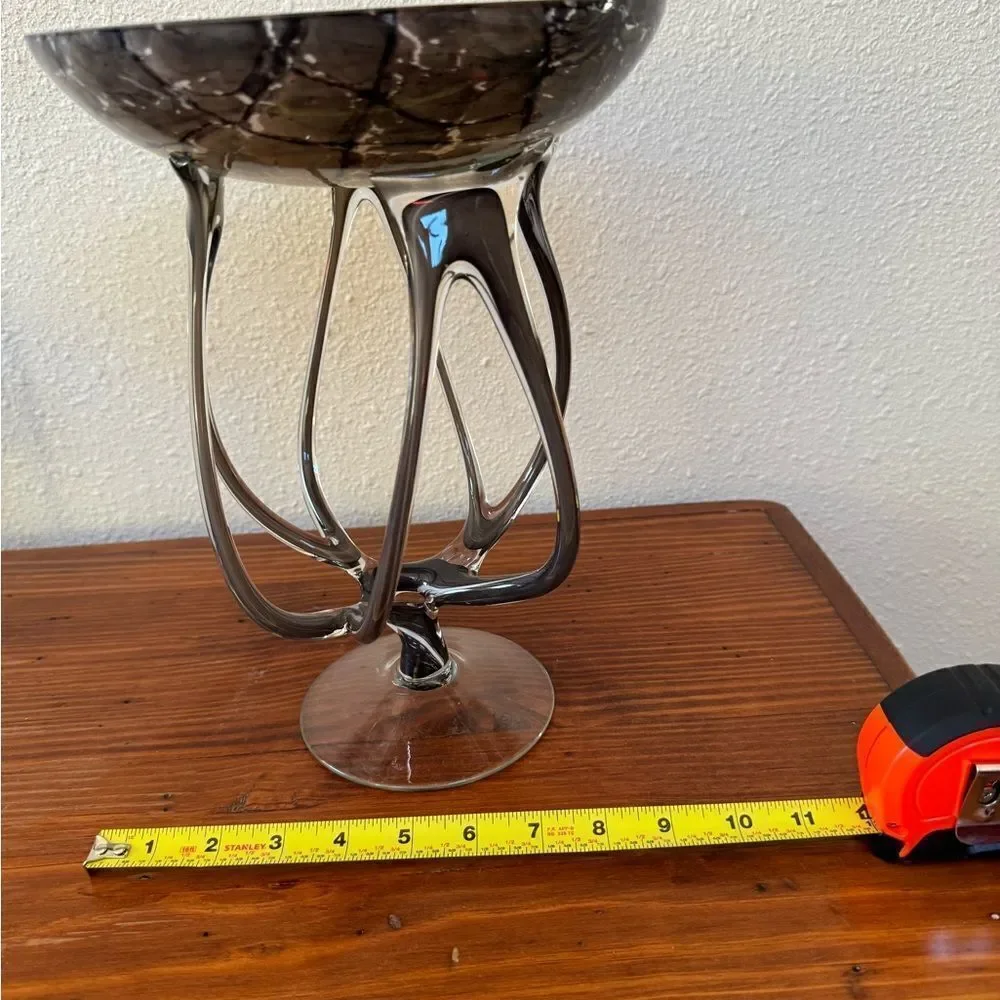 Vintage Josefina Krosno Jellyfish Octopus Modern Art Glass Sculptural Bowl Stand